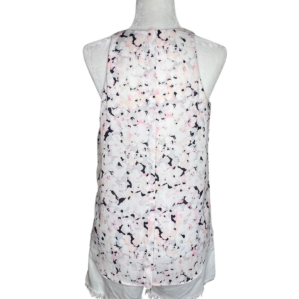 Alice Collection Floral Watercolor Chiffon Sleeveless Blouse White Pink Small S - Picture 9 of 13